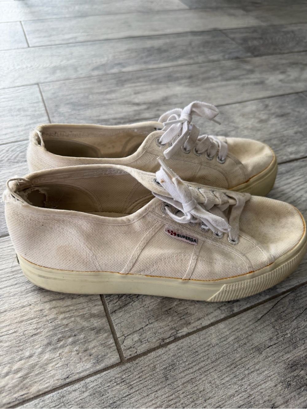 Superga Women’s White Canvas Platform Lace-Up Sneakers